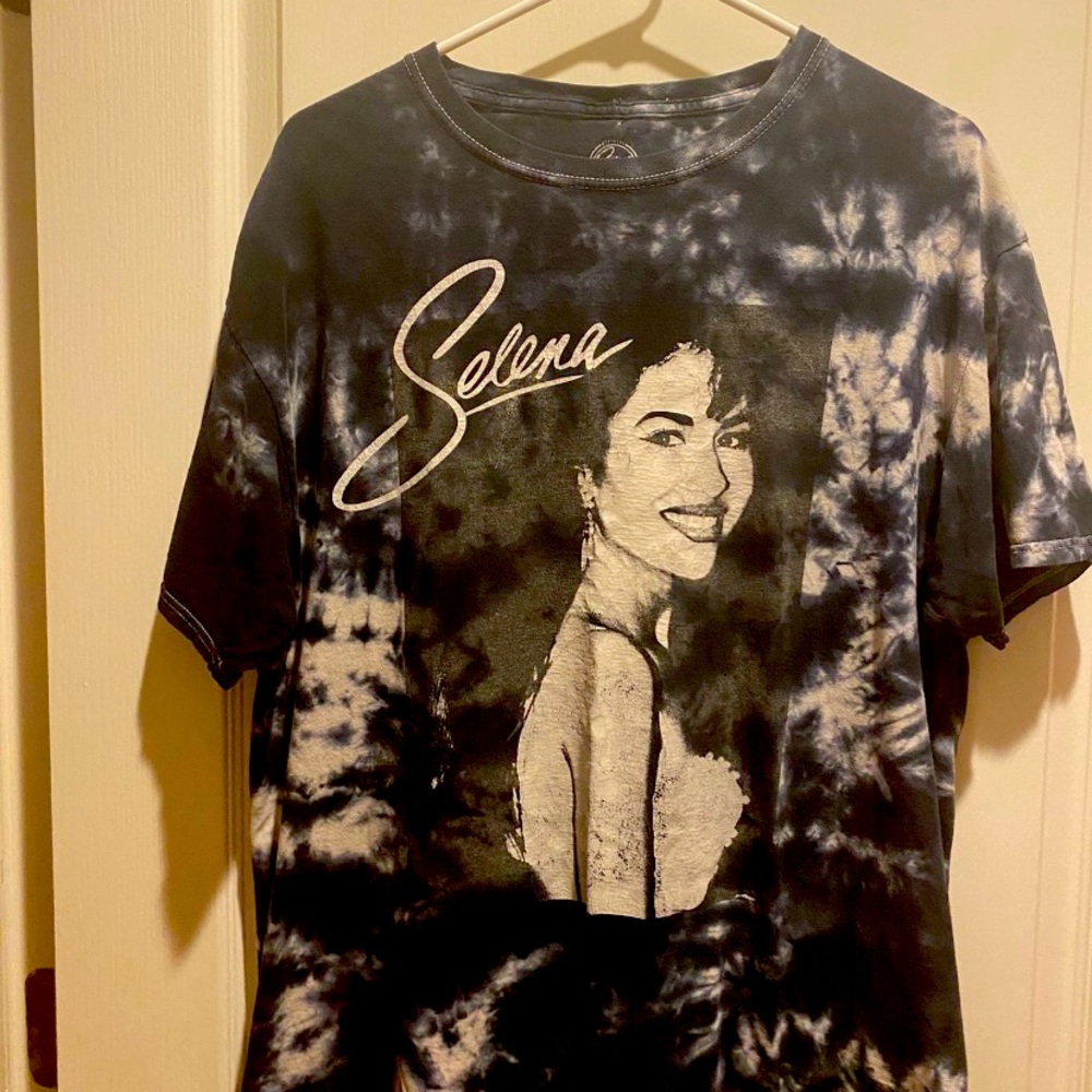 T-shirt Selena Shirt Men's XL White Black Tie Dye Graphic Tee Short Sleeve